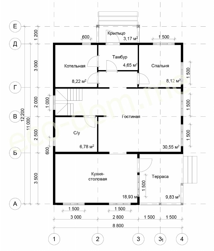 Проект дома из бруса 9х13 № ДБ-122